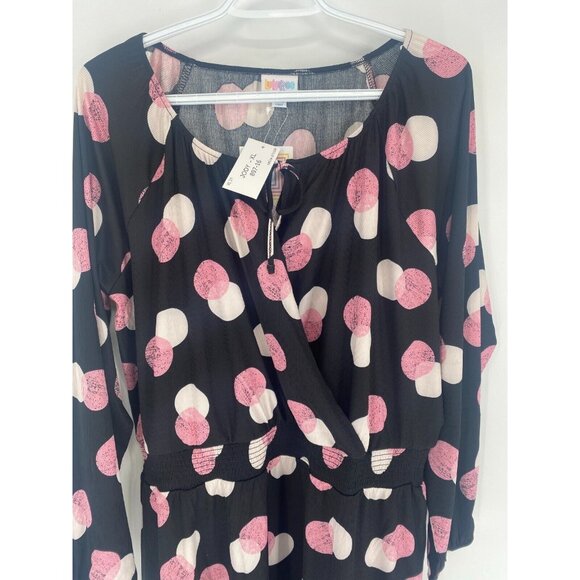 NWT LULAROE Jody Stretch Black Pink Polka Dot Summer Dress Pockets Sz XL - Picture 16 of 16